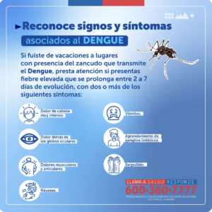 Infografía con recomendaciones en relación con casos de dengue en Chile 